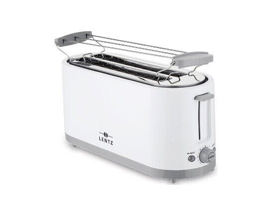 4-Scheiben Toaster weiß Langschlitztoaster Brötchenaufsatz Cool-touch-Gehäuse