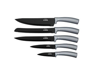 Schäfer Messerblock 10-tlg. Küchenhelfer Messerset Brotmesser Metallic Silber