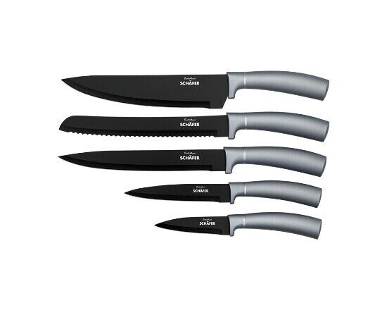 Schäfer Messerblock 10-tlg. Küchenhelfer Messerset Brotmesser Metallic Silber