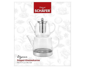 Schäfer Teekannen-Set aus Glas mit Griff und Edelstahl Filter 600 ml / 1,5 Liter
