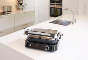 Schäfer Tischgrill, Kontaktgrill, aufklappbar, 7 Programme, 1800 W, schwarz