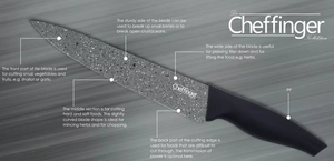 Cheffinger Kochmesser mit Granitbeschichtung und ergonomischem Griff für präzises Schneiden.