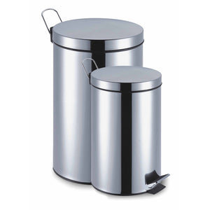 Hoffmanns 2er Tretabfalleimer Set aus Edelstahl mit Fußpedal – 12 l und 3 l, elegantes Design für Küche oder Bad.