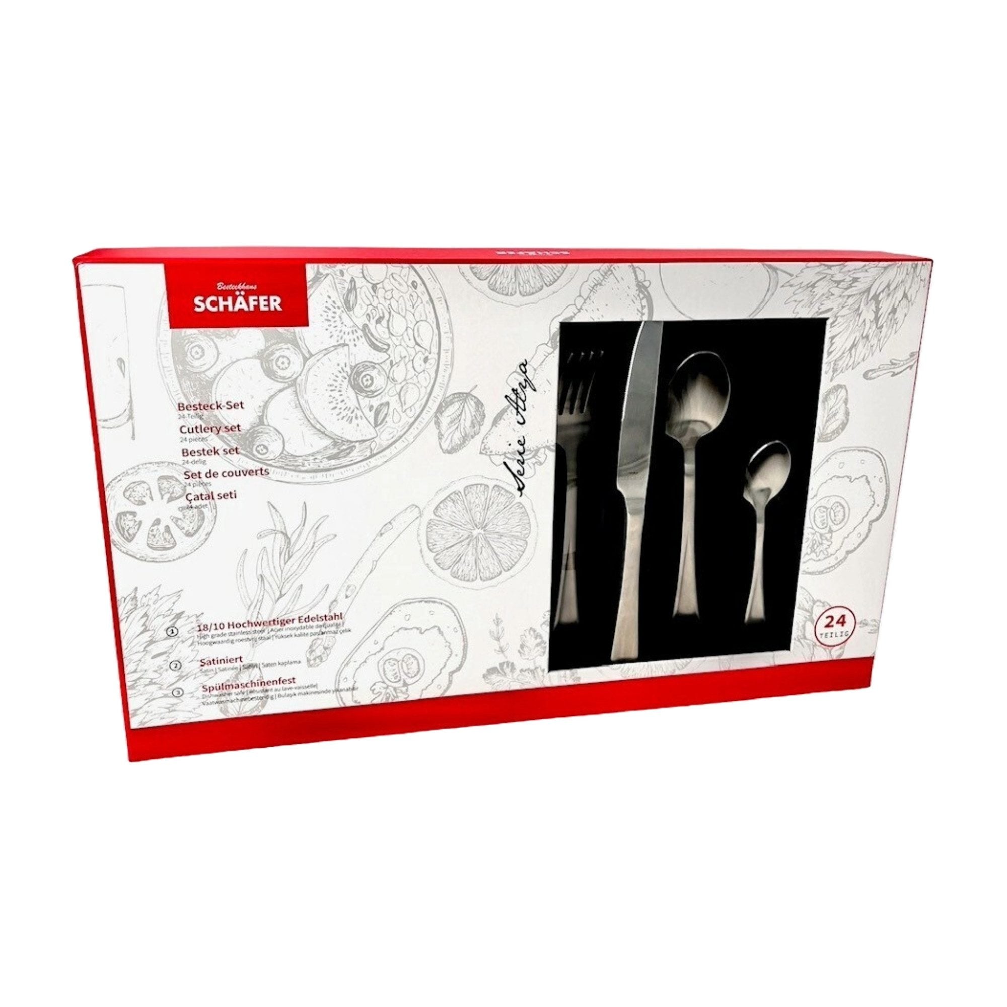 Schäfer Besteckset Serie Sare 24-teilig in dekorativer Verpackung mit Sichtfenster und elegantem Design